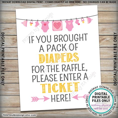 Diaper Raffle Sign Free Printable